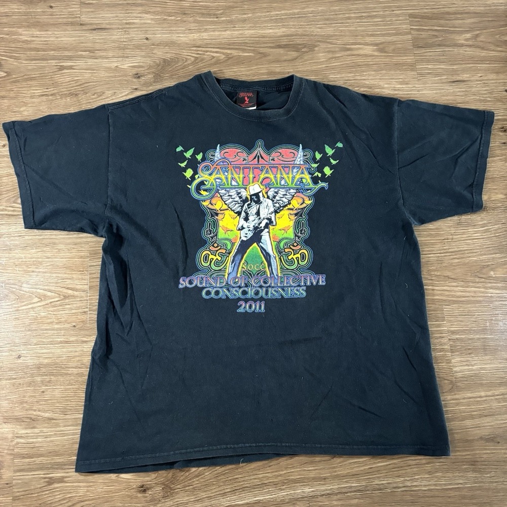 Carlos Santana Mens Xl Black 2011 Sound Of Collective Consciousness Tour